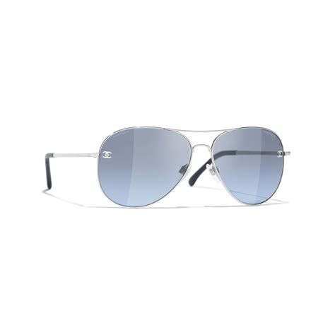 chanel sunglasses 299|Pilot Sunglasses Metal & Calfskin Light gold & light blue .